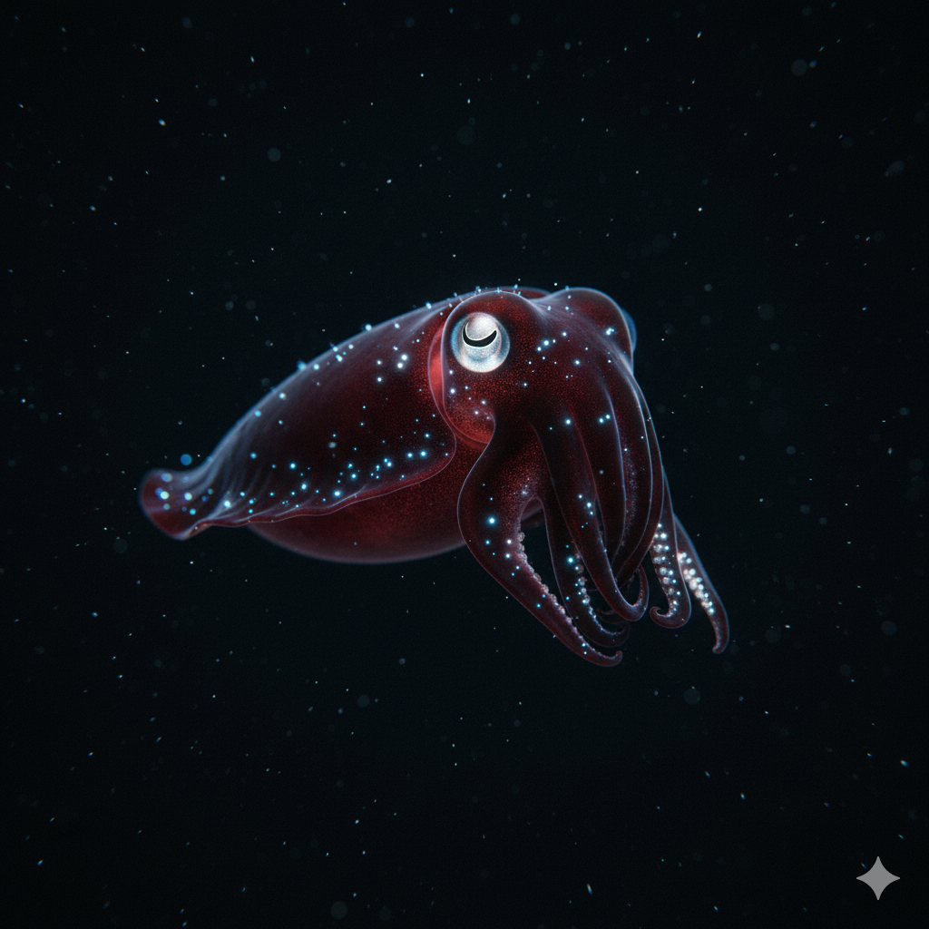 Calamar vampiro en las profundidades del océano